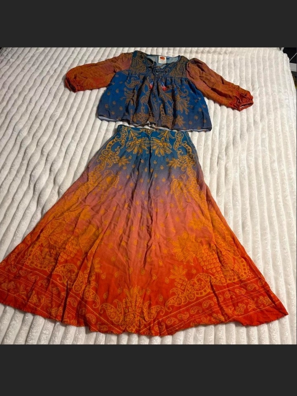 FARM Rio Orange and Blue Ombre Boho Maxi Set